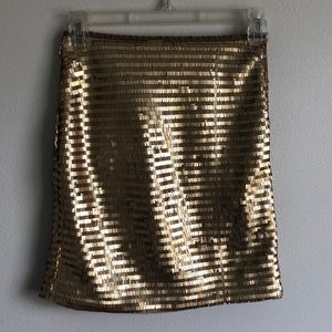 H&M sequin gold mini skirt, size 2